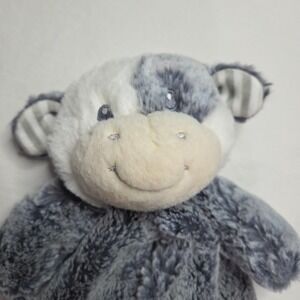 Aurora Baby Gray White Cow Plush Security Blanket Lovey Striped Ears